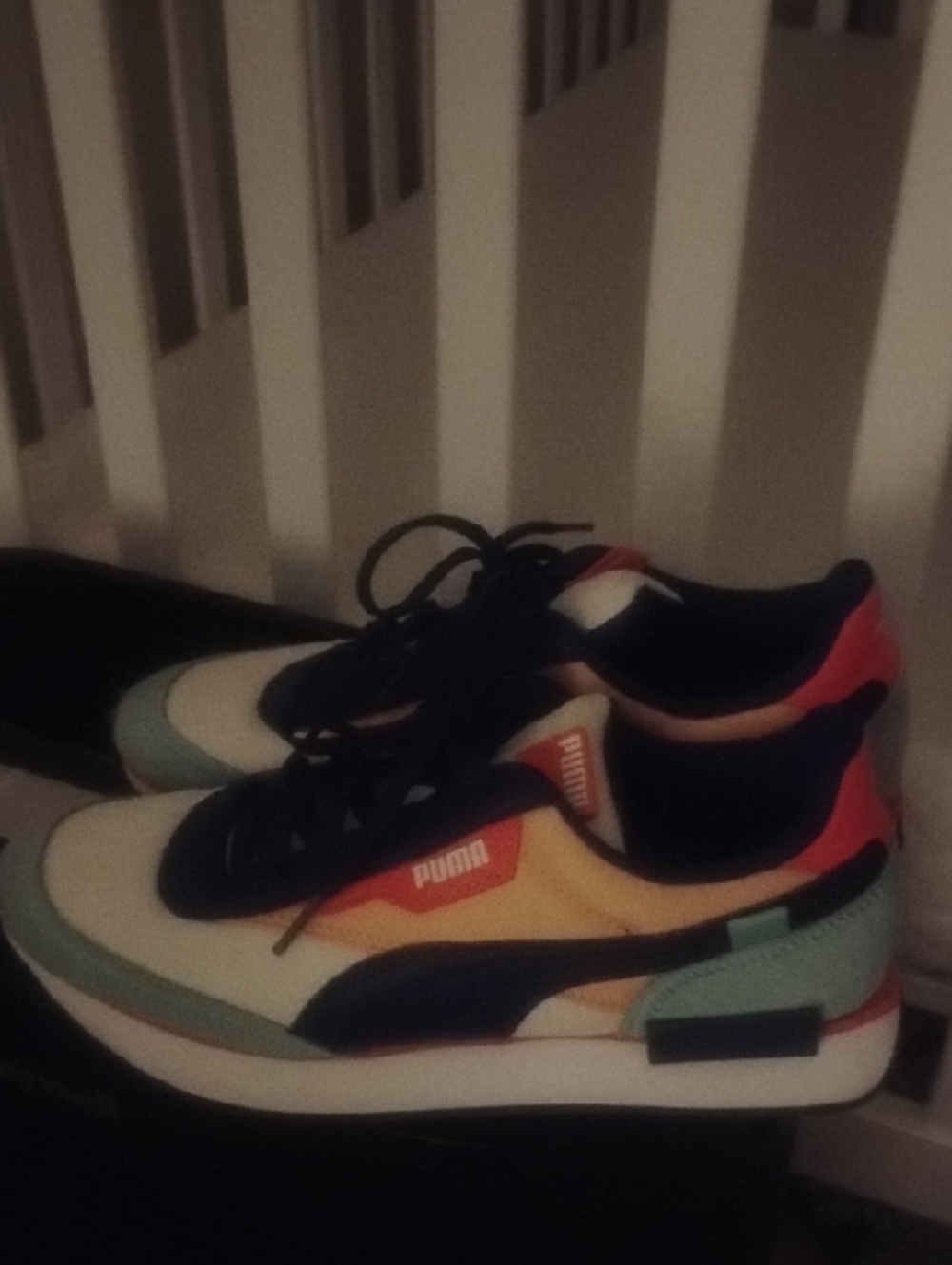 Puma Colorblock Low-Top Sneakers in Cream, Black, Mint & Coral